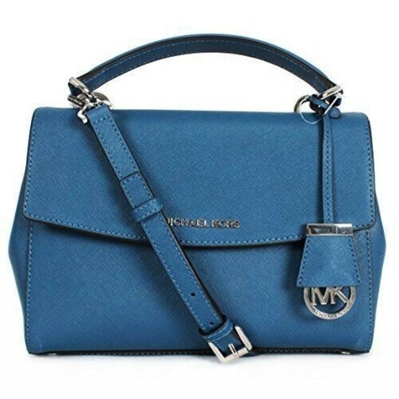 MICHAEL KORS AVA Small Top Handle Satchel Steel Blue Saffiano Leather NWT - Picture 11 of 11